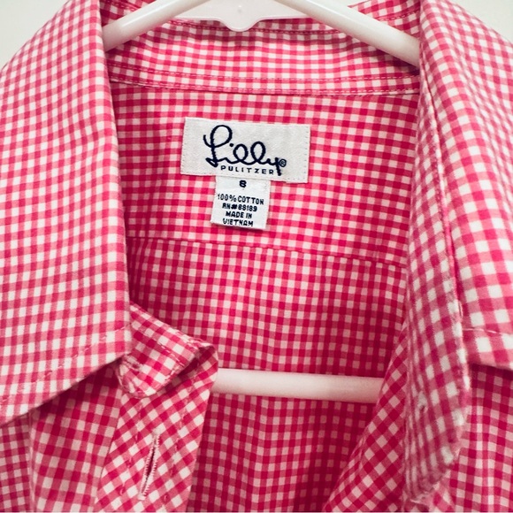Lilly Pulitzer Pink Gingham Button Down Shirt 💖🌴 - Picture 4 of 6
